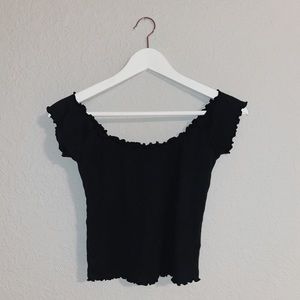 Urban Outfitters Black Off The Shoulder Tee